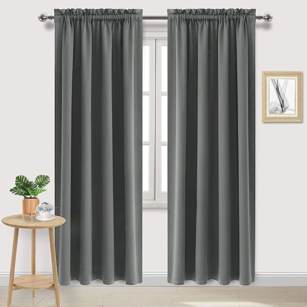 1/2pc Panel Blackout Curtains Black Drapes Light Reducing Thermal Insulated for Living Room Bedroom Office Window Decoration