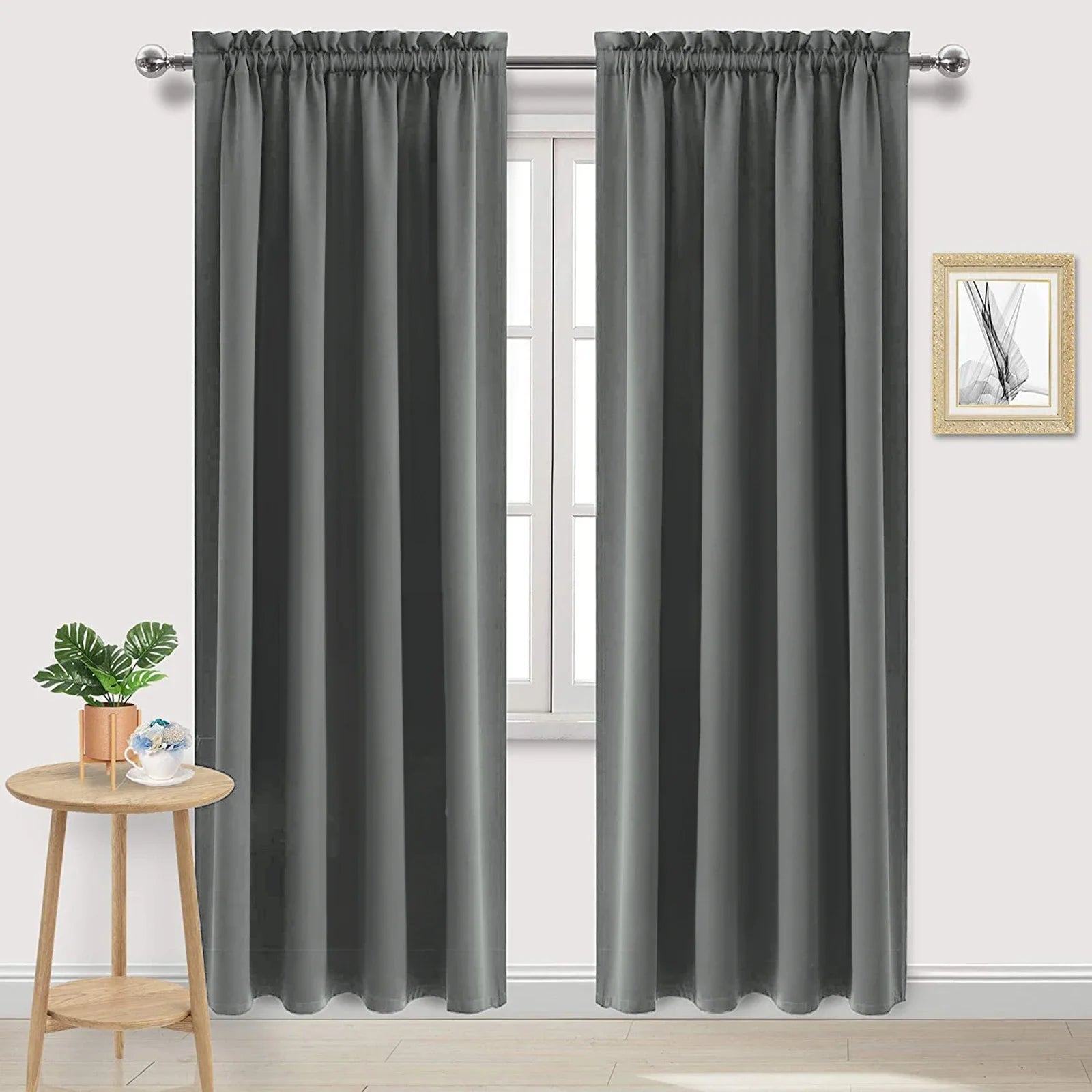 1/2pc Panel Blackout Curtains Black Drapes Light Reducing Thermal Insulated for Living Room Bedroom Office Window Decoration