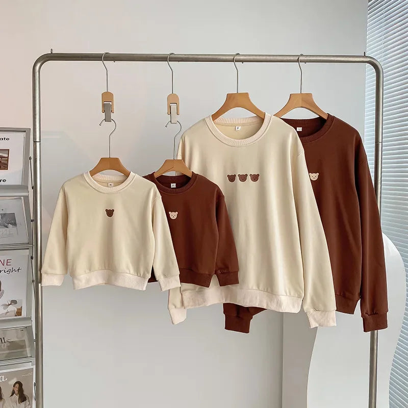 Family Matching Bear-Print Sweatshirt Set