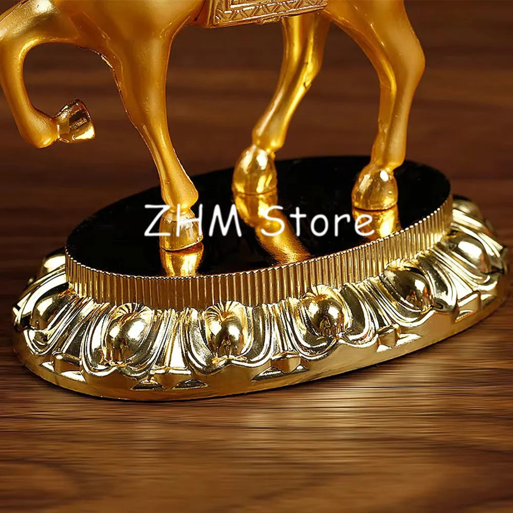 13.3*11.5cm Tantric Supply Esoteric Buddhist Alloy Metal Gold Plating Treasured Horse Home/Car Putting Decoration Crafts