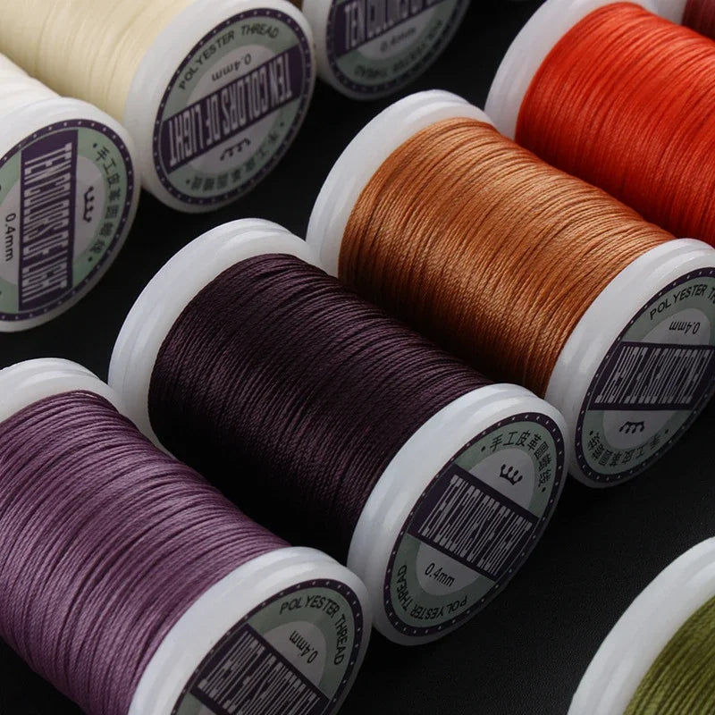 hilo elástico costura Waxed Thread Accessories Leather Craft Sewing Thread Round Waxed Thread Polyester Cord Wax Coated Strings
