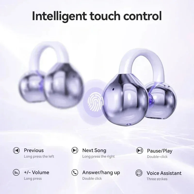 Digital Display Ear Clip Headphones Wireless Bone Conduction