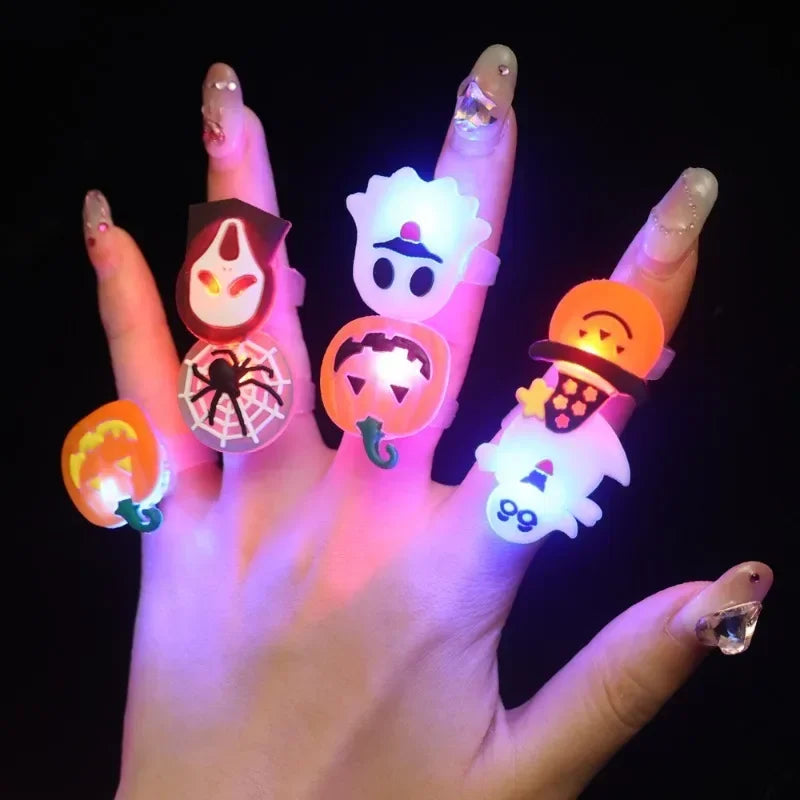 LED Luminous Halloween Toys Pumpkin Ghost Skull Glowing in Dark Fingers Toys with Light Birthday Party Decoration Props Supplies
