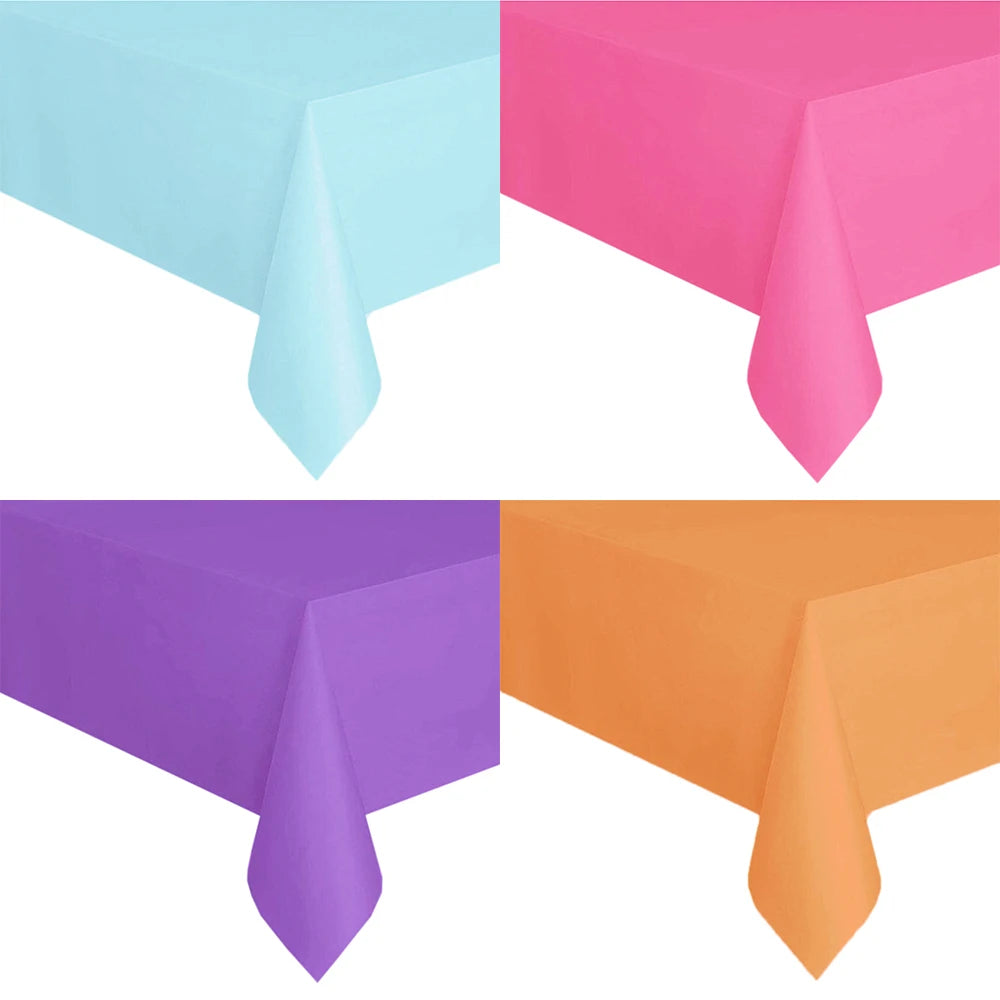 Disposable Tablecloth Pink Blue White Plastic Tablecloths for Birthday Party Christmas Table Cover Rectangular Table Tablecloths