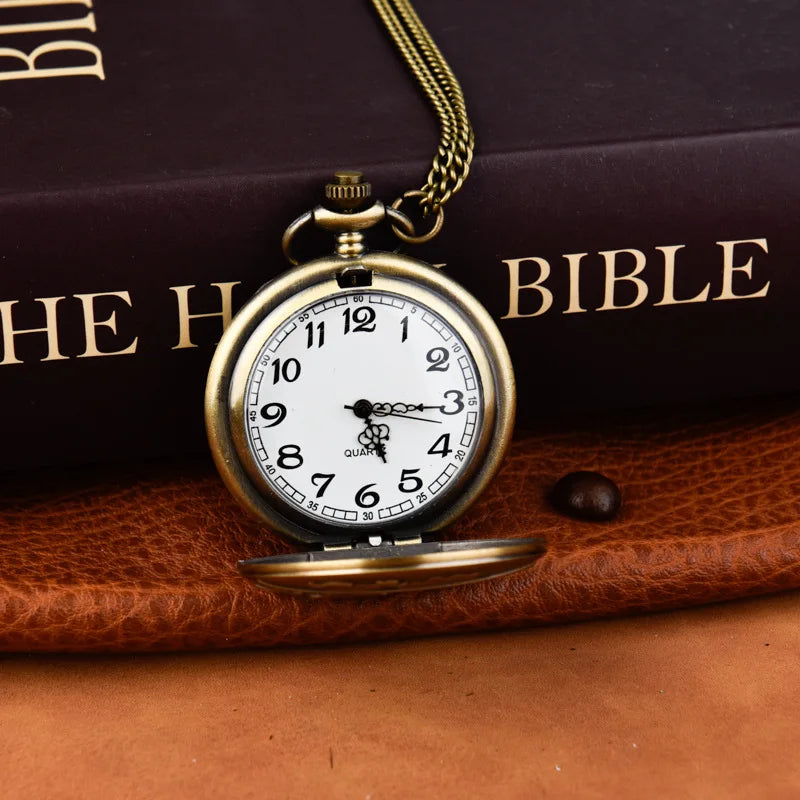 Bronze Vintage Bill Cipher Quartz Pocket Watch Analog Pendant