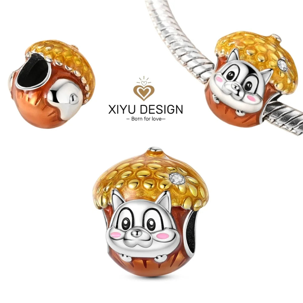 Cute Pet Series Capybara Couples Charms Eat Fruit Beads Fit DIY 925 Silver Bracelet Necklace Women Anniversary Jewelry Gift