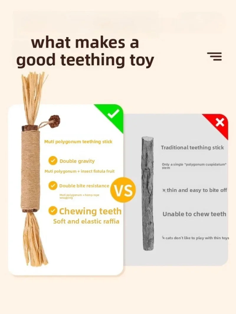 Stick Cat Toys Teeth Cleaning Wood Raffia Sisal Relax Toy Accessories Cat Sticks Self Entertainment Pet Supplies Pet Cat Toy