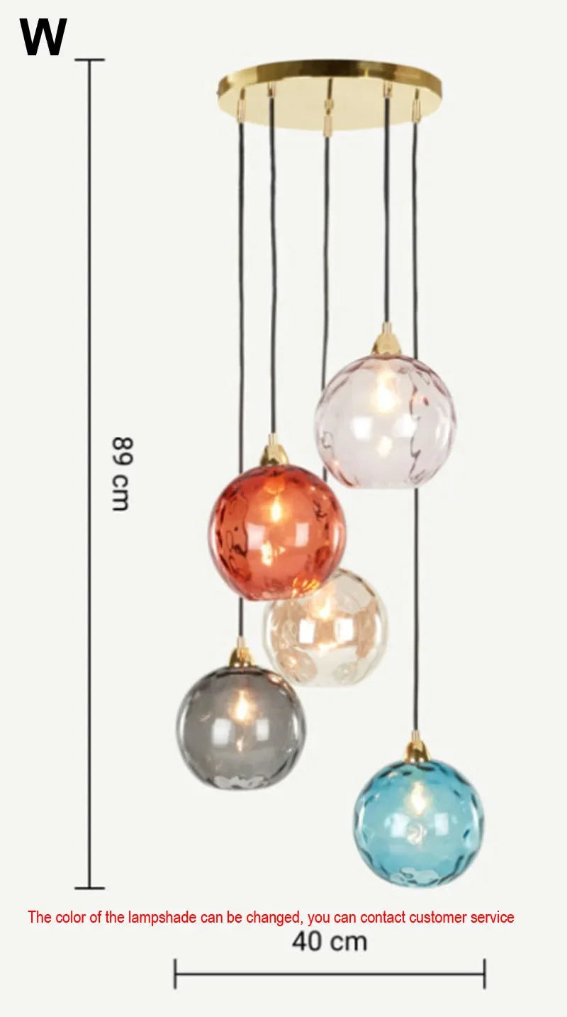 Modern Colored Glass Ball Lustre Pendant Lights Nordic Water Grain Restaurant Kitchen Hanging Light Fixture Bedroom Bedside Lamp
