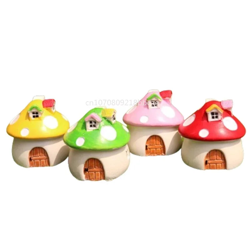 Mini Resin Moss Micro Landscape Decor Outdoor Fairy Miniature Garden Mushroom House Ornaments Handicraft Flower Pot Accessories