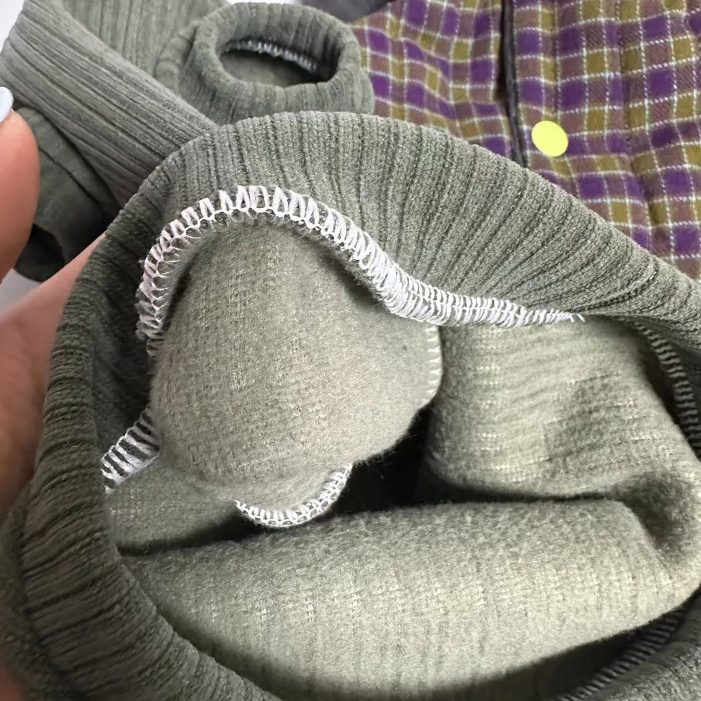 Winter Green Plaid Suit for Cats Thick Fleece Vest Warm Long Sleeves Undercoat for Hairless Cat Spring Sweatshirt for Sphynx