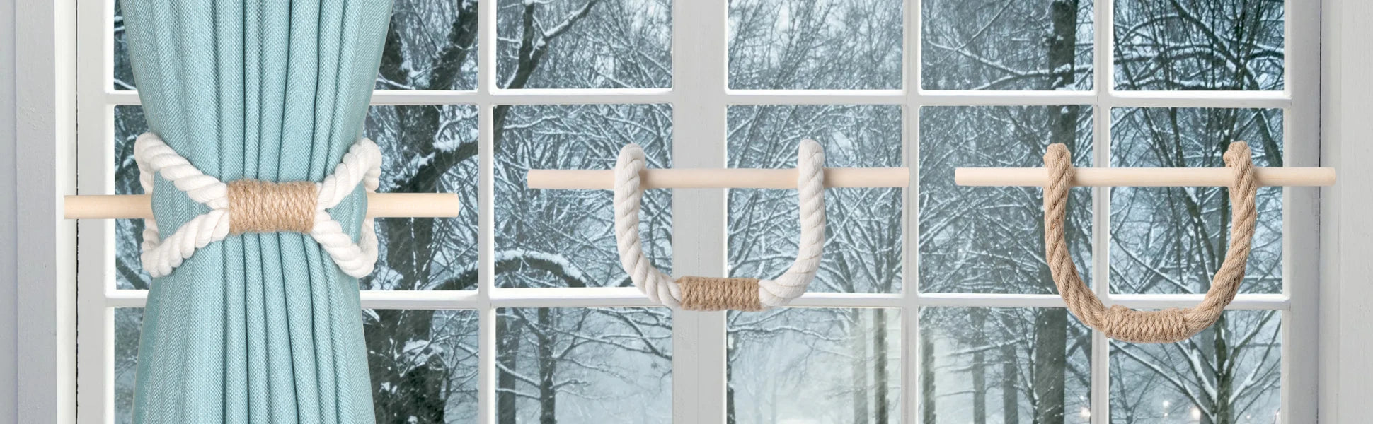 1pc Solid Wooden Stick, Simple Curtain Binding Rope, Curtain Tieback, Curtain Buckle Curtain Holdback For Room Decor home decor