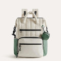 White and Green Contrast Backpack Diaper Bag