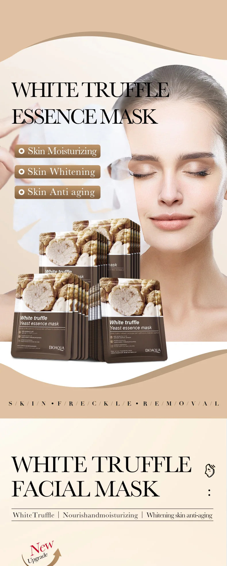 6/12pcs BIOAQUA Caviar Grape White Truffle Face Mask Anti Wrinkle skincare Moisturizing Hydrating Facial Masks Skin Care