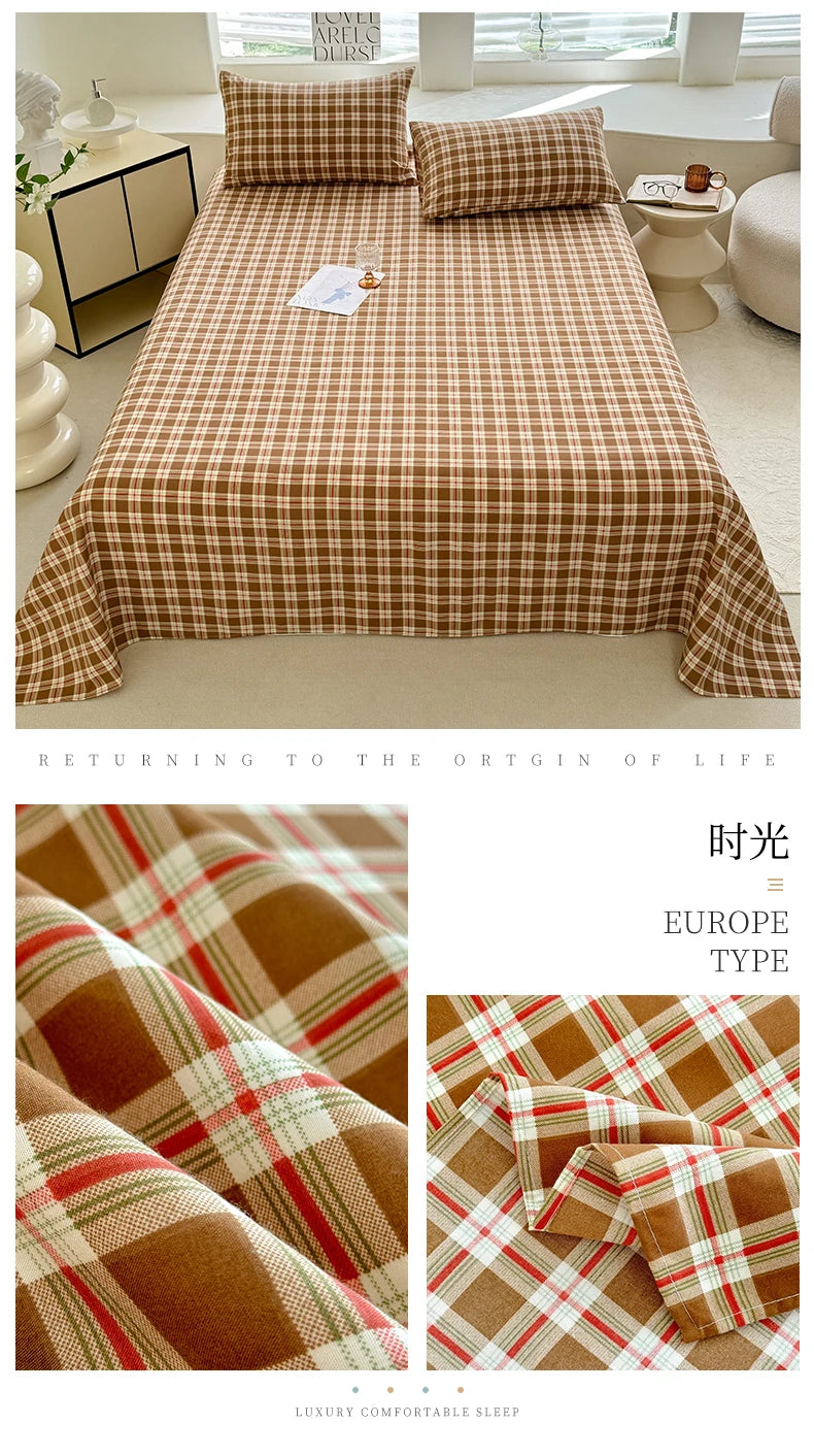 1pc Washed Cotton Flat Bed Sheets Single/Queen/King Size Bed Cover for Double Bed Flower Printed Soft Bed Sheets Top Sheets Set