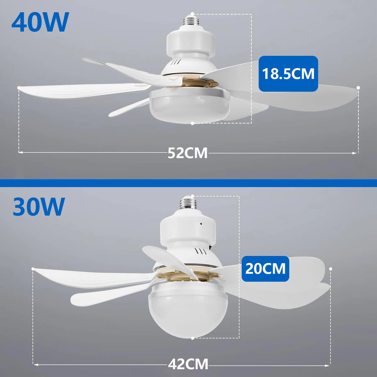 Silent Ceiling Fan with LED Light & Remote