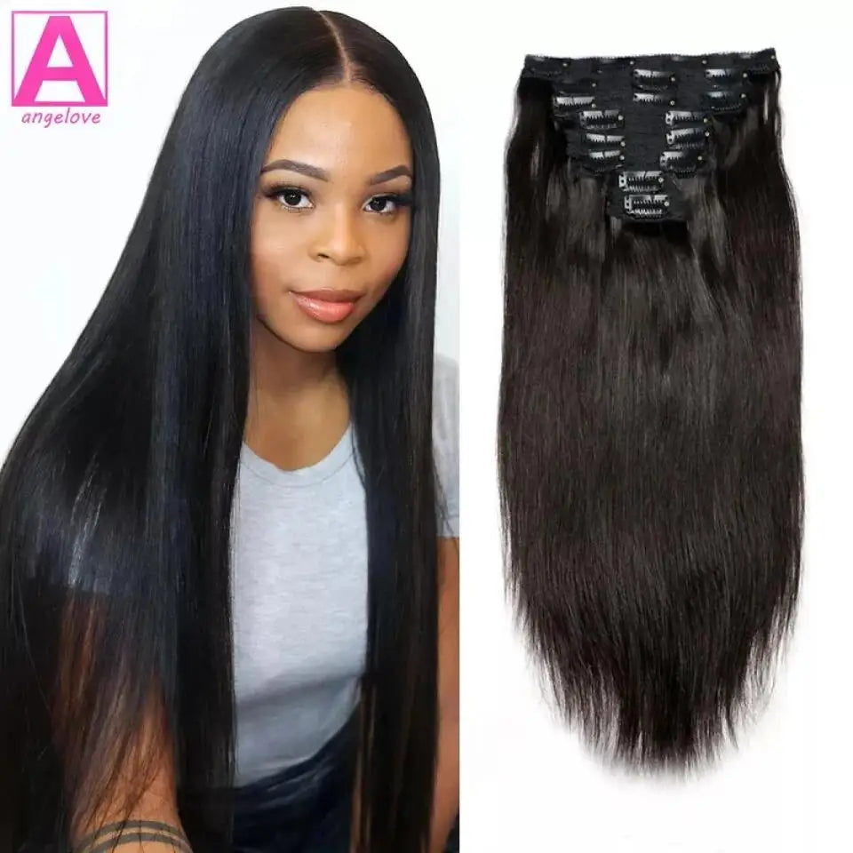 Clip In Hair Extensions Human Hair Brazilian Straight Clip