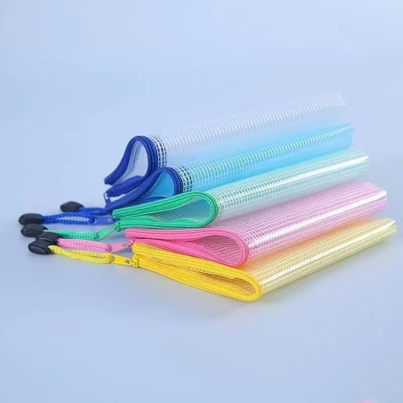 A4 A5 Clear Zipper Mesh Bags Waterproof Document Organizer Pencil Case Travel Office School Supplies Storage Pouch Color Random