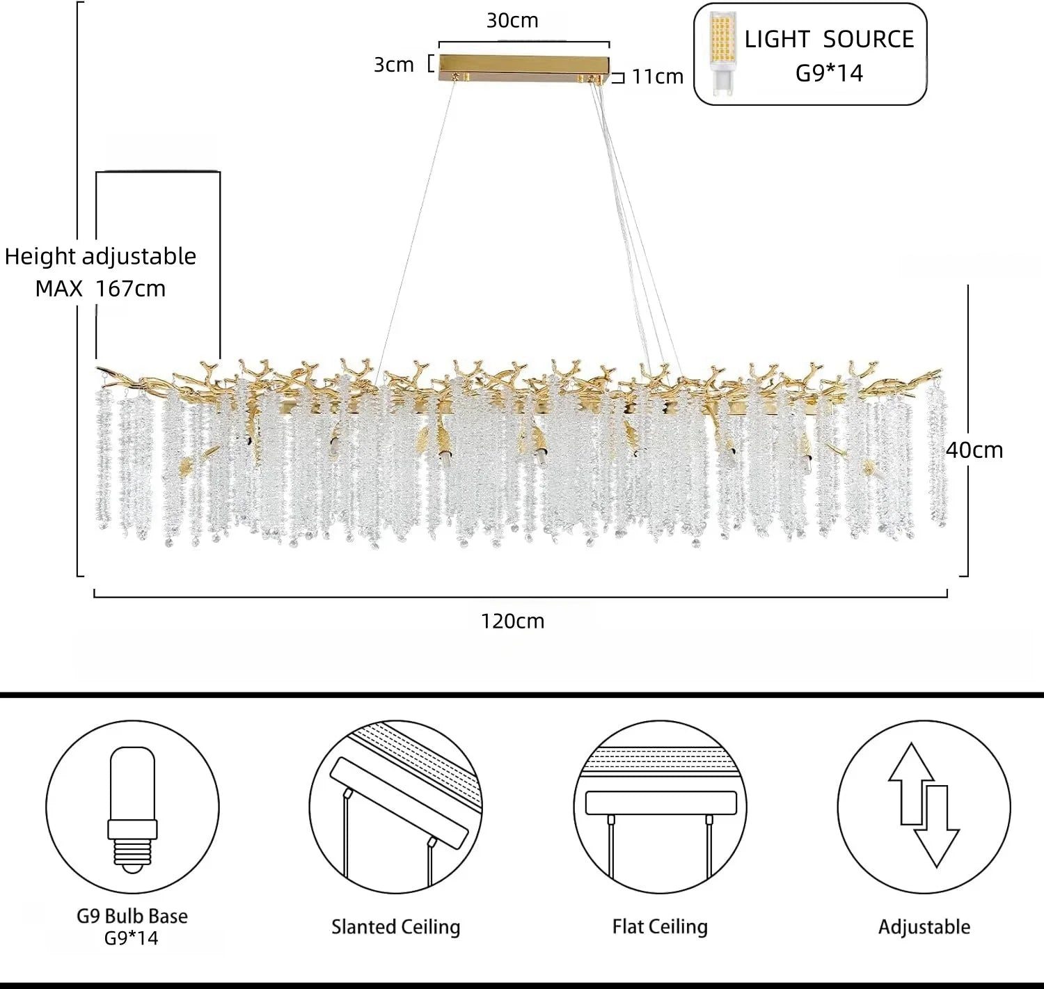 Artpad Luxury Round Crystal Chandelier Dining Room Bedroom Branch Crystal Hanging Pendant Chandelier for Kitchen Living Room