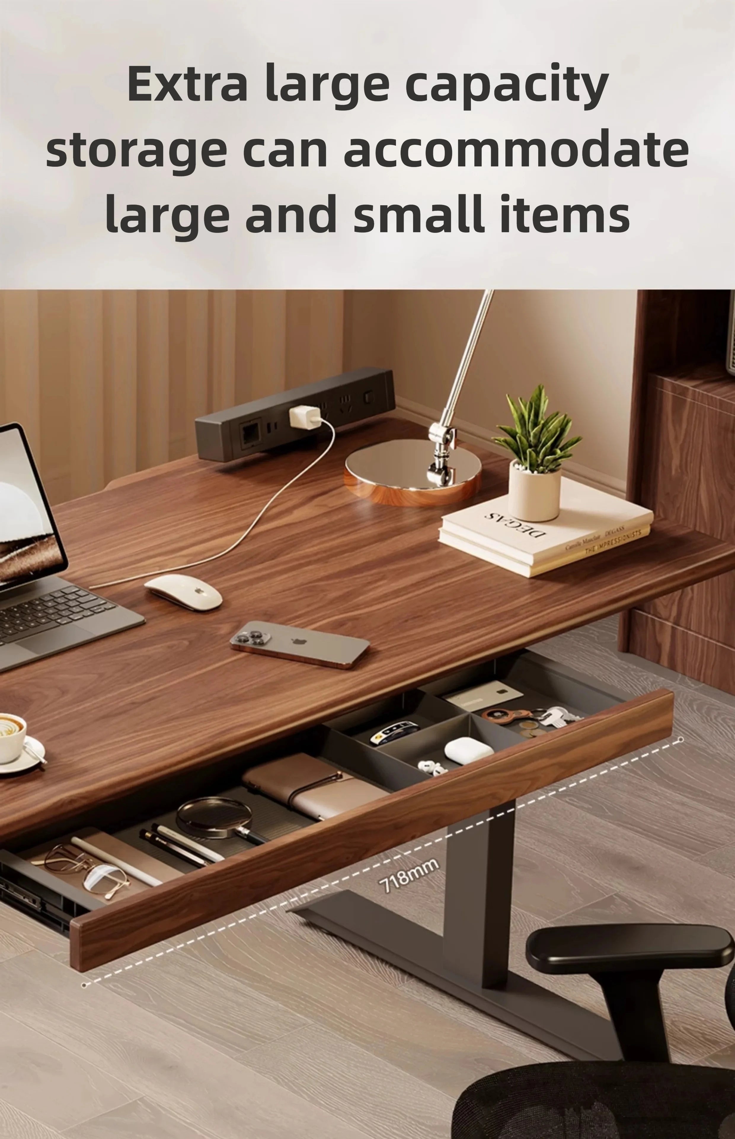 Under Desk Drawer Organizer Black Walnut Wood Standing Storage Shelf Office Desk Accessory Hidden Computer Desk Organizer