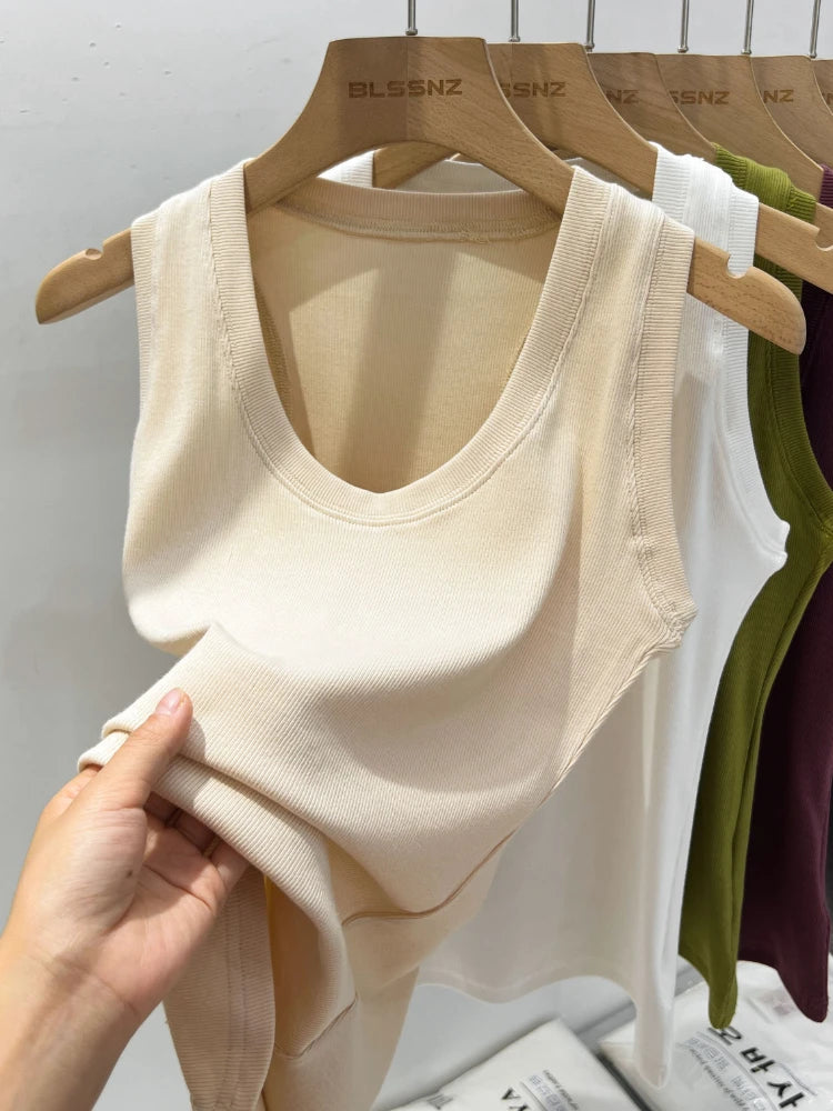 Zjaiss Women's Tank Tops Solid Camisole Summer Slim Versatile Y2K