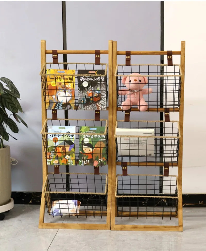 Home Floor Simple Storage Rack Household Living Room Kitchen Multi-functional Storage Shelves Metal Storage Shelves Snack Toys