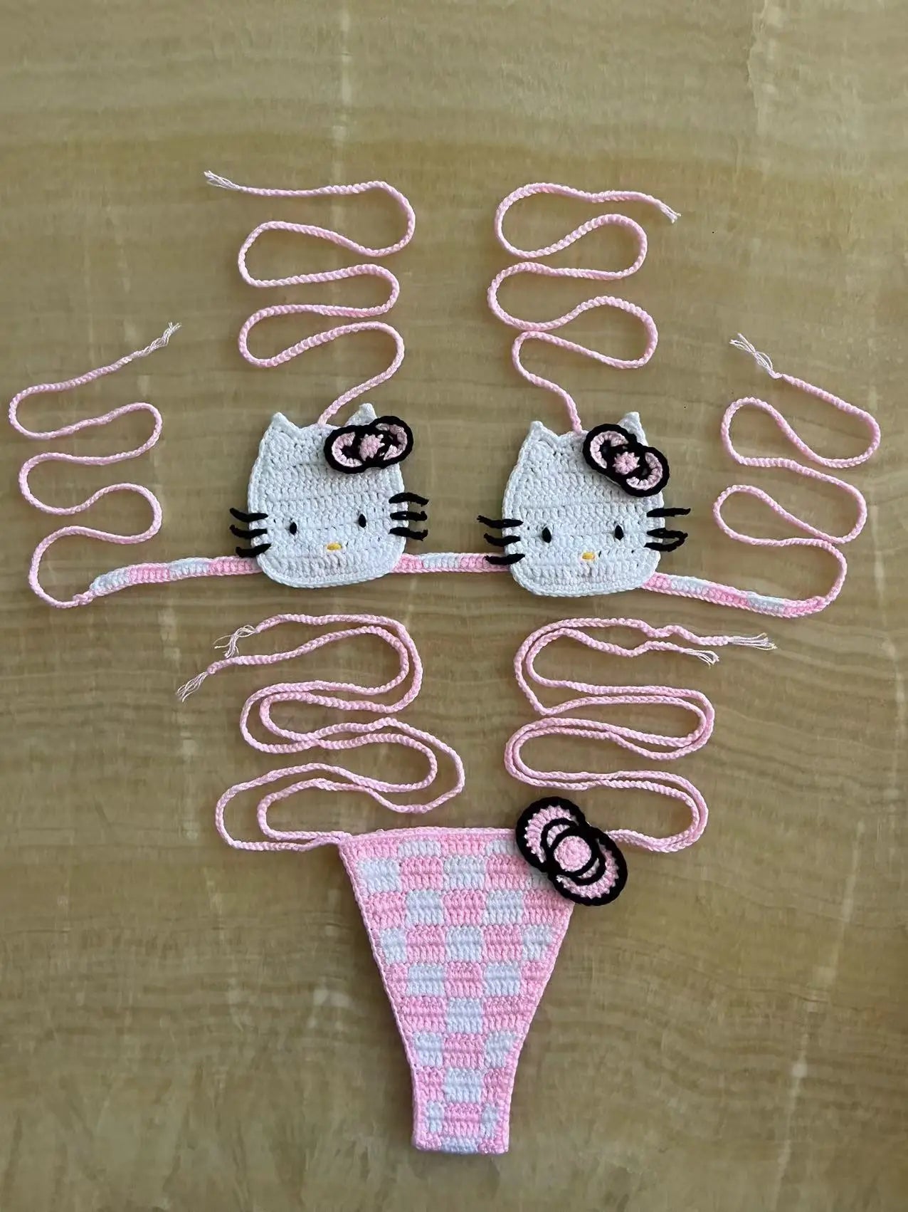 Hello Kitty Bikini Set Summer Beach Soft Side Strappy Panties Swimsuit Cute Cozy Y2K Style
