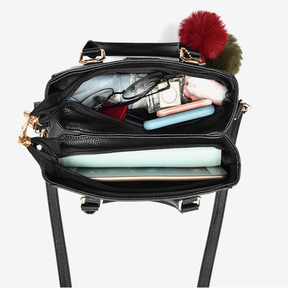 Trendy Leather Handbags Large Capacity Open Pocket Shoulder Bag