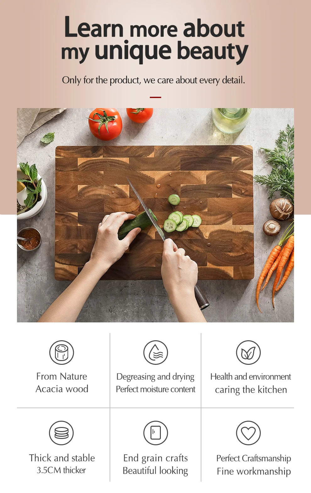 HEZHEN Acacia Wood Splicing Cutting Board End Grain Kitchen Double Sided Chopping Board used as a Pallet
