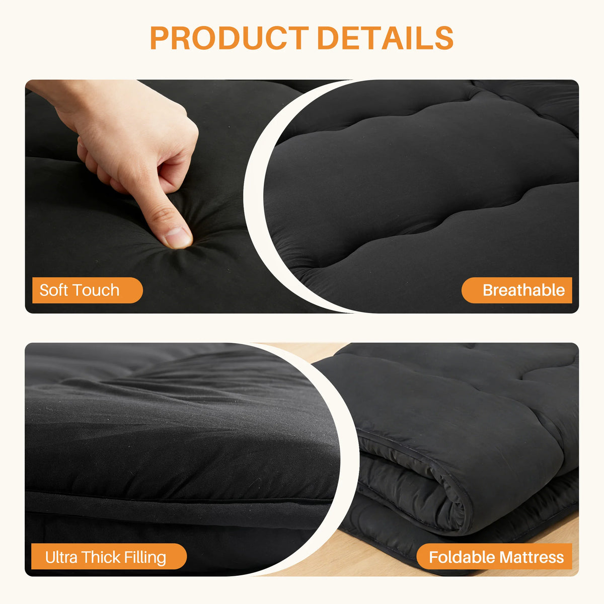 MCQ 4 Inch Japanese Floor Mattress Foldable Futon Mattress