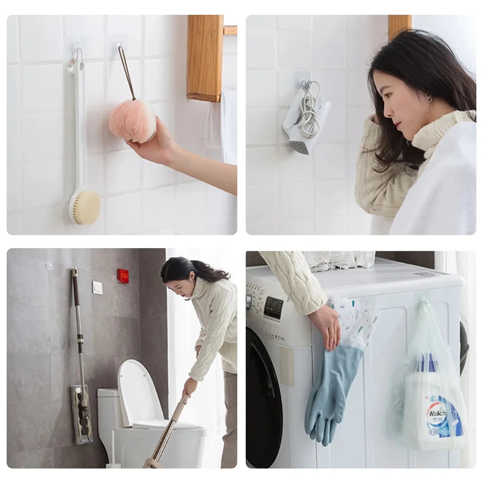 5-40pcs Transparent Plastic Duty Wall Hook for Kitchen Bathroom Office Storage No Trace No Scratch Waterproof Adhesive Hooks