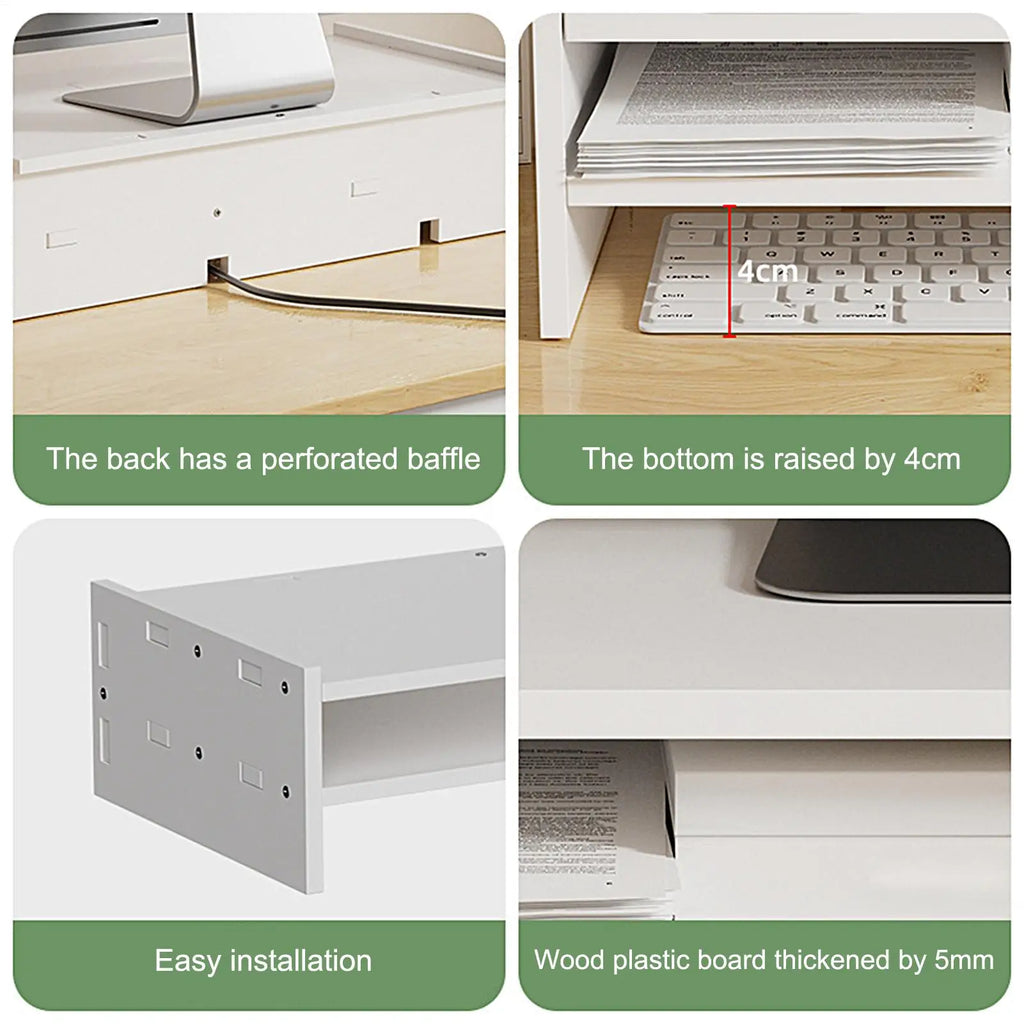 3-Tier Desk Organizer Shelf Desk Riser Height Adjustable Computer Stand Desk Shelf Riser Computer Shelf Storage Rack Stand Riser