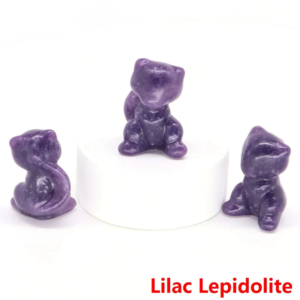 30mm Cartoon Alien Cat Statue Natural Healing Crystals Stone Carving Cute Animal Figurine Crafts Home Decor Ornament Kids Gifts