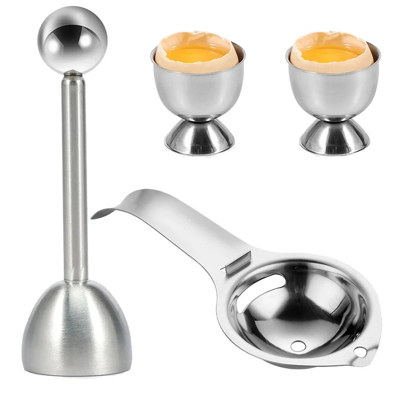 Egg Shell Opener Hard Soft Boiled Egg Cups Stainless Steel Egg White Yolk Separator Eggshell Cutter Remover Kitchen Tools Gadget
