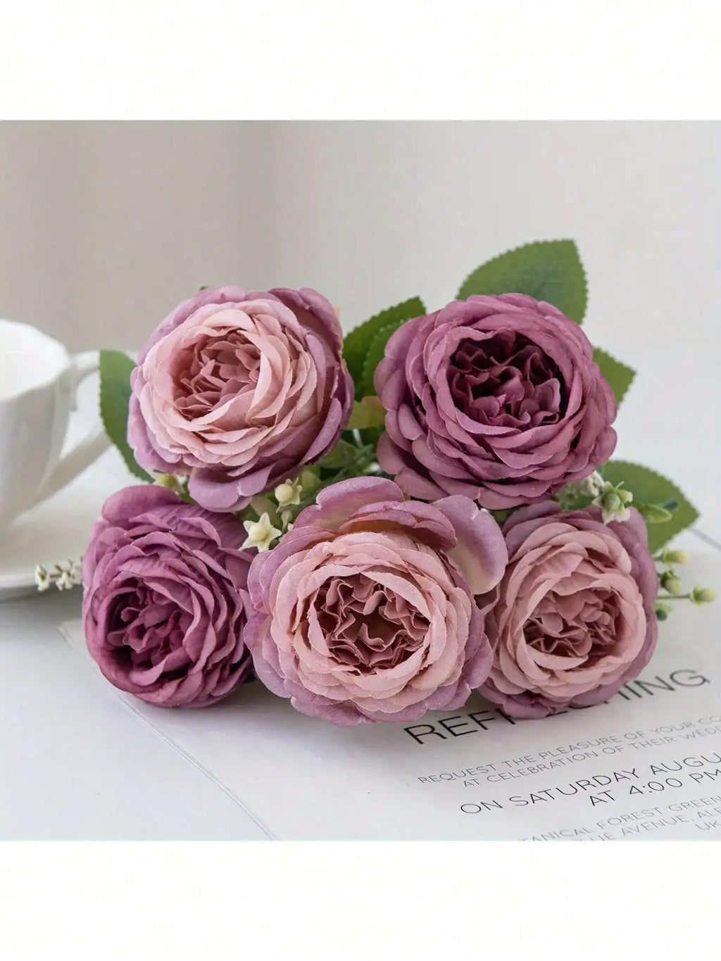 4pcs Artificial Peony Flowers - UV Resistant Real Touch Fake
