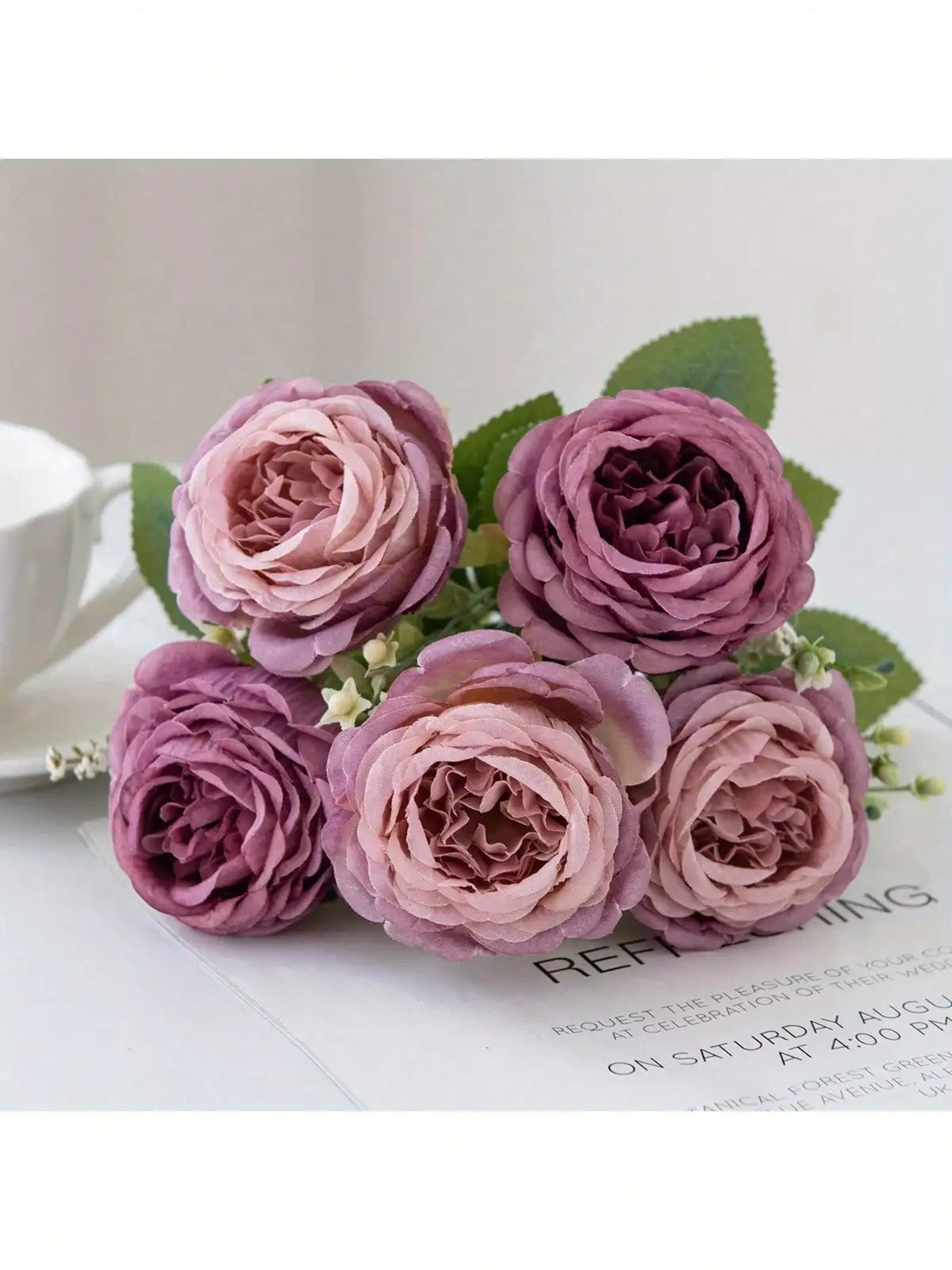 4pcs Artificial Peony Flowers - UV Resistant Real Touch Fake