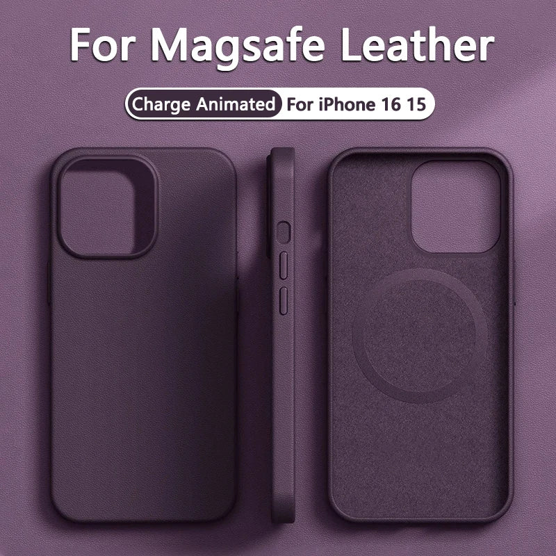 Original Leather Wireless Charging Animation Cases for iPhone 16