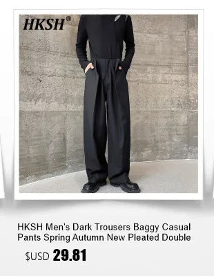 HKSH Spring Autumn New Outfit China-Chic Dark Ribbon Zipper Men Tide Dark Hooded Sweatshirt Original Punk Ins Cargo Pants HK0531