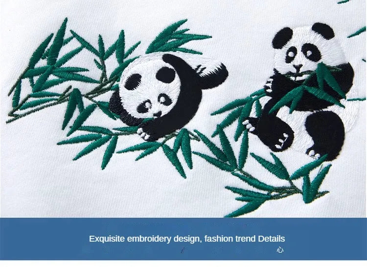 Fashion Crewneck Sweatshirt Men Bear Embroidery Hoodies Women Casual Chinese Panda Bamboo Fleece Designer Harajuku Pullover 2024