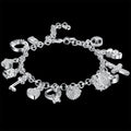 Fashion 925 Sterling Silver Bracelet for Woman Pretty Heart Zircon