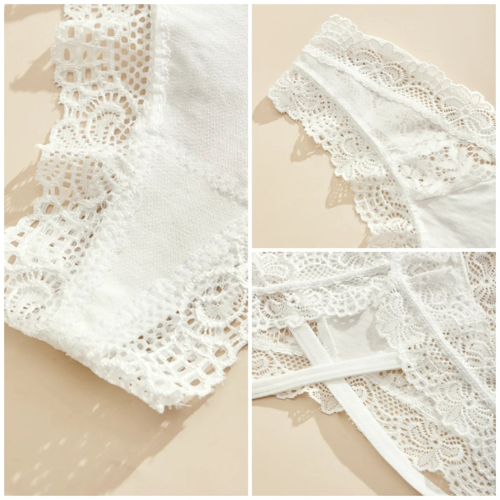 CINVIK 4pc Lace Sexy Lingerie Soft Intimate Women'S Panties Thongs Women Solid Color Fashion Low Waist Female Underwear G-String