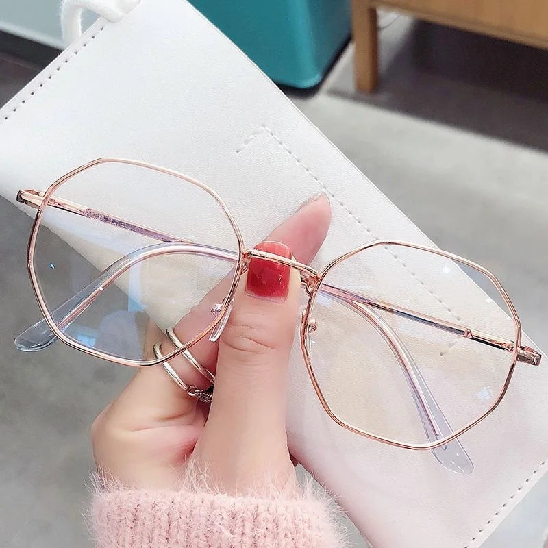 Fashion Ultra-Light Polygon Frame Anti-blue Light Glasses Unisex Reading Eyewear UV400 Shades Flat Mirror Eyeglasses