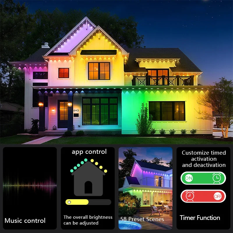 Smart Permanent Outdoor RGBIC Lights, 75 Modes