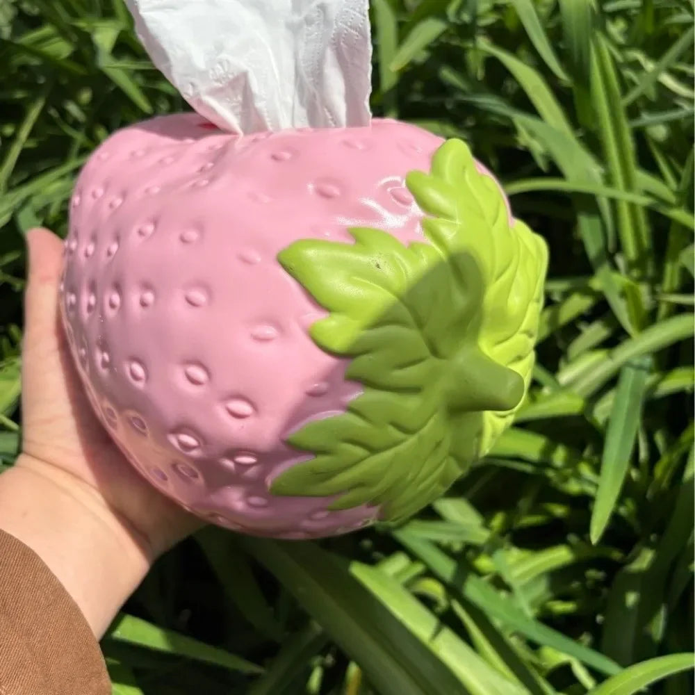 Creative Cute Strawberry Tissue Box Universal Napkins Box Plastics Paper Towel Case Bedside Table Large Capacity