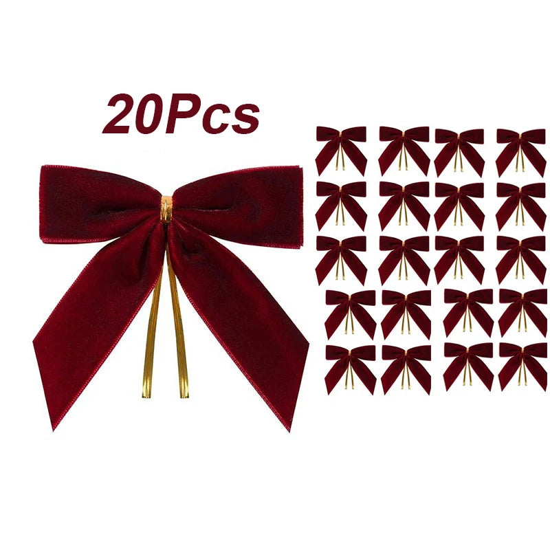 10/20Pcs Velvet Bows For Christmas Tree Decor Wreath Garland Velvet Bow With Twist Tie Christmas Velvet Bows Christmas Holiday