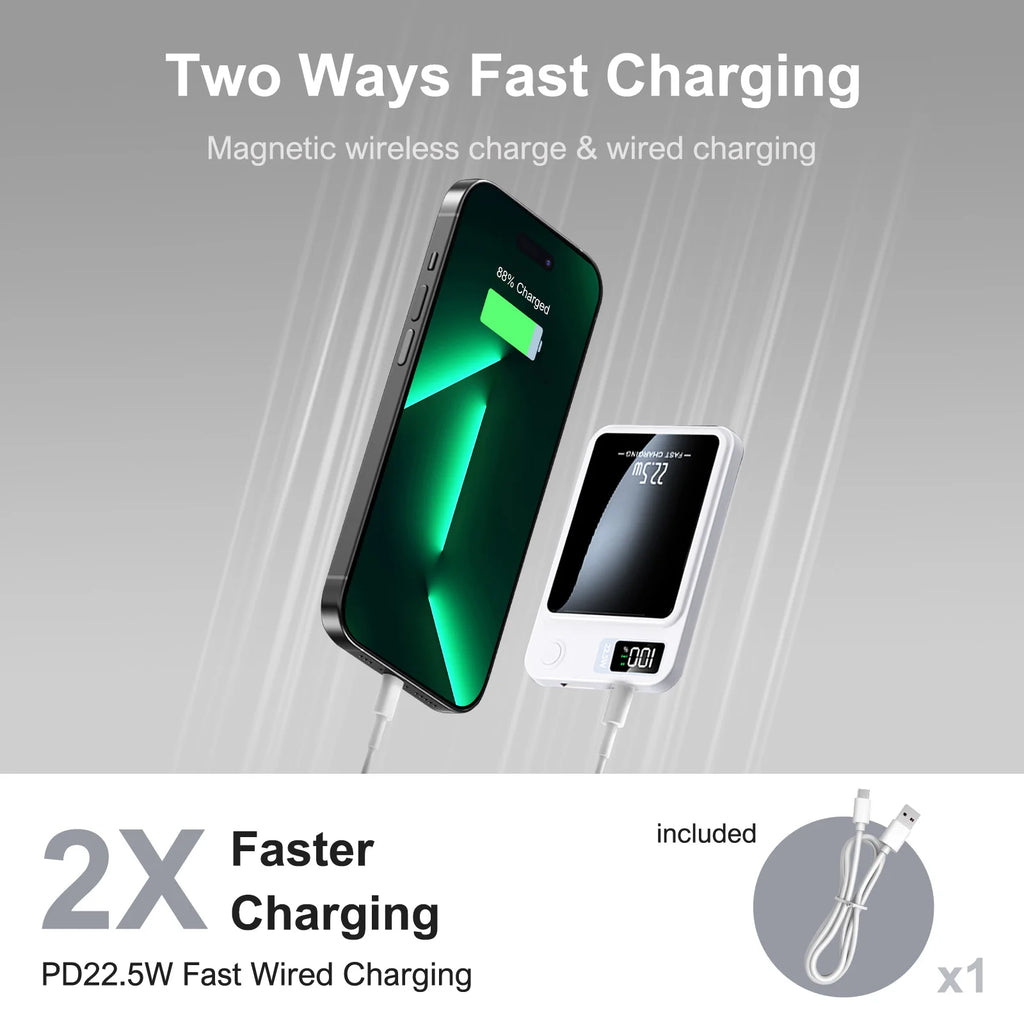 2-in-1 Wireless Magnetic Power Bank Fast Charging Portable PD