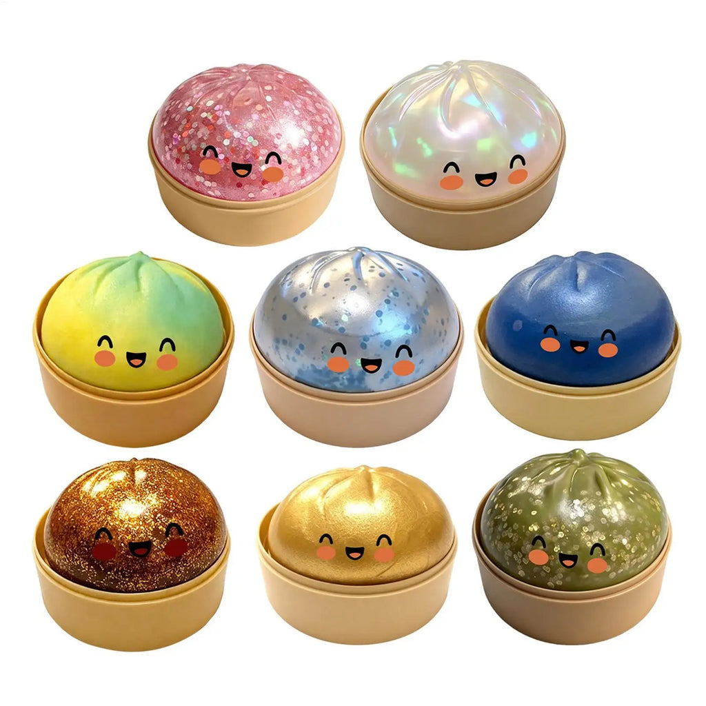 Colorful Bun Sensory Balls Giant Rainbow Dumpling-Shaped Stress-Relieving Ball Rare Pink Glittering Dumpling Soft Squeeze Toy