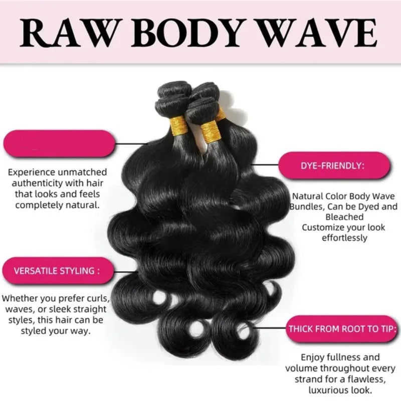 42 Inch Body Wave Human Hair Bundles Natural Black Brazilian