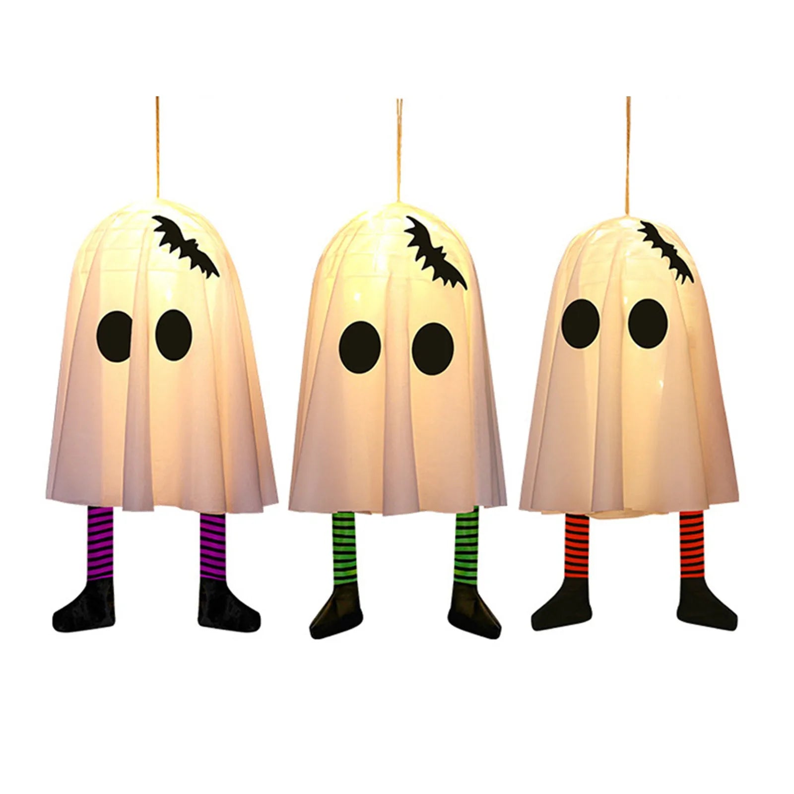 Halloween Glowing White Ghost Hanging Ghosts with Fairy Lights Halloween Outdoor Decoration 50cm Halloween Party Decoration