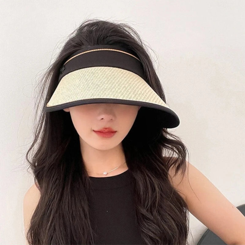 3 Colors Foldable Wide Brim Straw Sun Hats Portable UV Protection Cap Breathable Sunscreen Hat for Women Men Outdoor Beach Hat