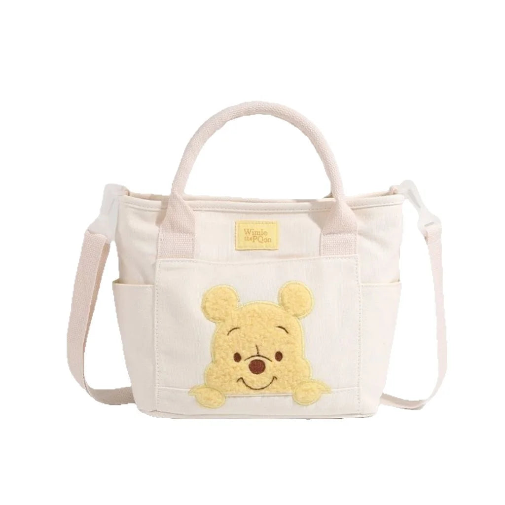 The Mesuca Cute Cartoon Bear Canvas Tote Bag Women Casual Handbag